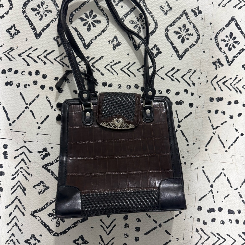 Chic Black and Brown Women's Shoulder Bag